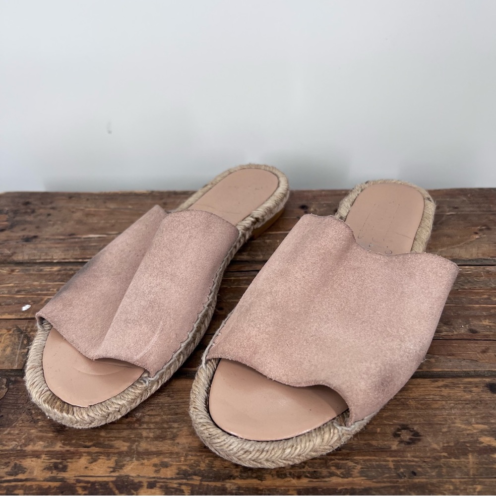 Maypol Tan Suede Espadrille Slide Sandals